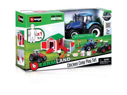 1495076 bburago farmland set kurnik s traktorom assort