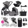 PETITE&MARS ICON 2v1 XXL RWS kombinált babakocsi + CYBEX Aton B2 i-Size + bázistalp (Dove Grey változat, Szürke szín)