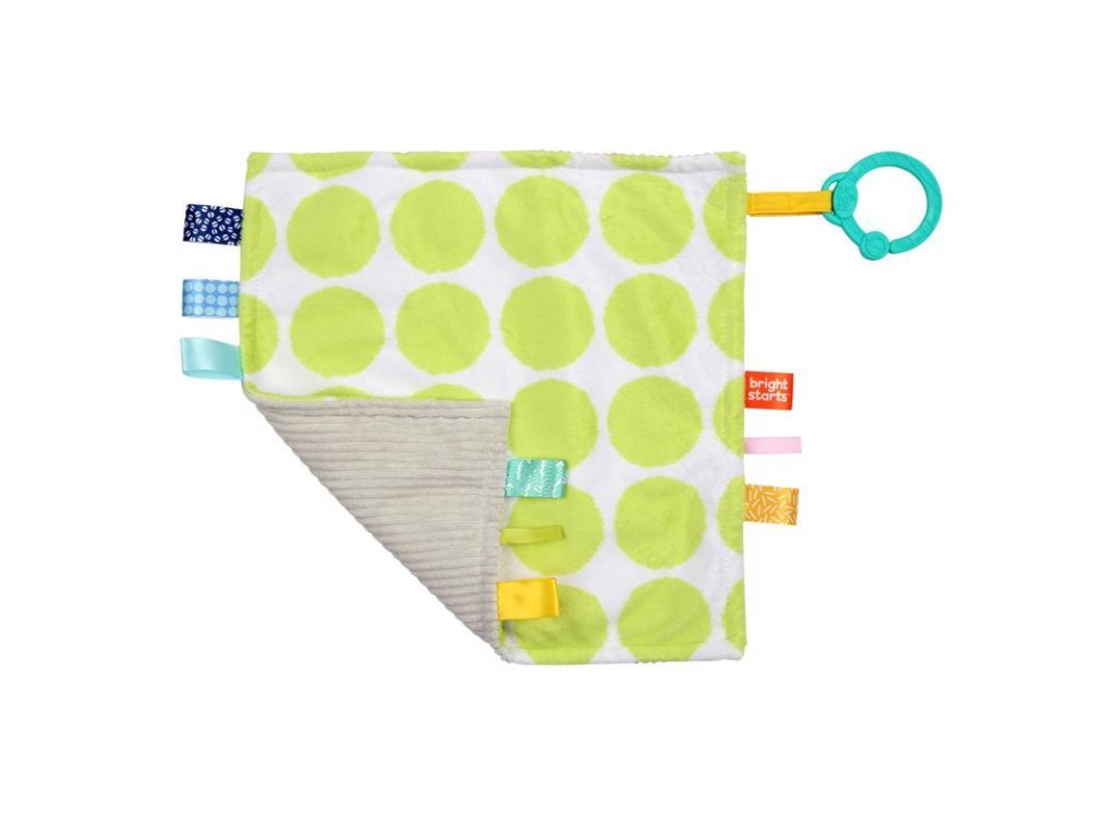BRIGHT STARTS Maznacia dečka na C krúžku Little Taggies zelené bodky 0m+
