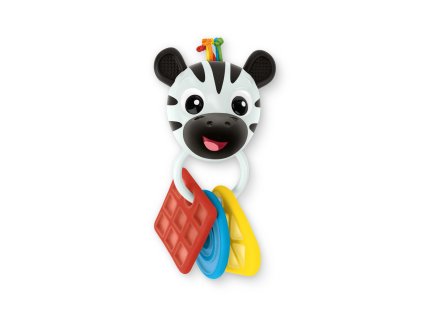 BABY EINSTEIN Hryzačka s hrkálkou zebra Zen™ Shake-a-Shape bez BPA 0m+