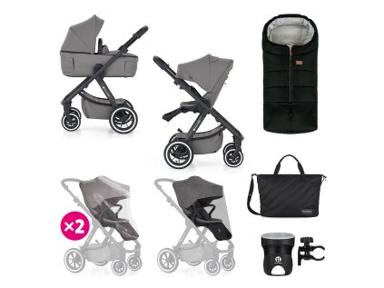 PETITE&MARS SET XXL Kočík kombinovaný ICON 2V1 AIR (Variant Dove Grey, Farba Sivá)