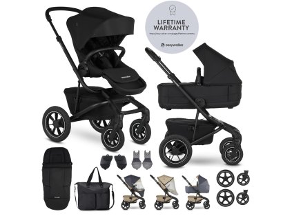 EASYWALKER Kočík kombinovaný Jimmey XXL AIR + RWS (Variant Pepper Black, Farba Čierna)