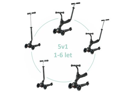 QPLAY Kolobežka Sema Pro, 5 v 1, vek 1-6 rokov (Variant Black)