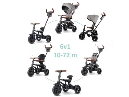 QPLAY Trojkolka Rito Deluxe, 6 v 1, vek 10-72 mesiacov (Variant Grey)