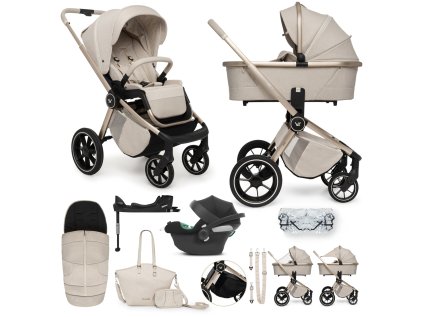 MUUVO Kočík kombinovaný Quick Boho set 2v1 + CYBEX Aton B2 i-Size + základňa (Variant Beige, Farba Hnedá)