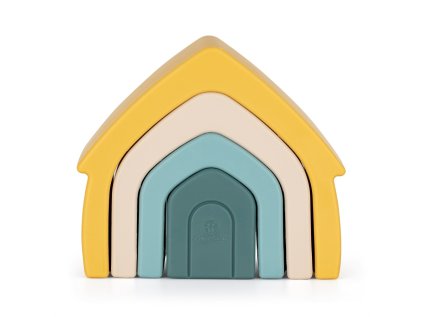 PETITE&MARS Hračka silikónová skladacia House 12m+ (Variant Intense Ochre)