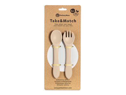 PETITE&MARS Príbor silikónový TAKE&MATCH 6m+ (Variant Desert sand)