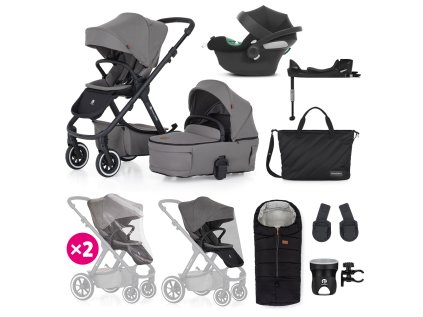 PETITE&MARS Kočík kombinovaný ICON 2v1 XXL AIR + CYBEX Aton B2 i-Size + základňa (Variant Dove Grey, Farba Sivá)