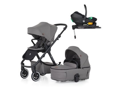 PETITE&MARS Kočík kombinovaný ICON 2v1 LITE AIR + Core Pro i-Size Black Grey + Báza (Variant Dove Grey)