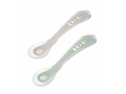 Beaba Lyžička silikónová 2ks s puzdrom (Variant Green)
