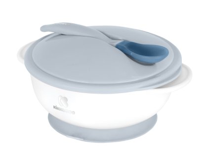 KikkaBoo Miska s prísavkou, viečkom a lyžičkou s tepelným senzorom (Variant Blue)