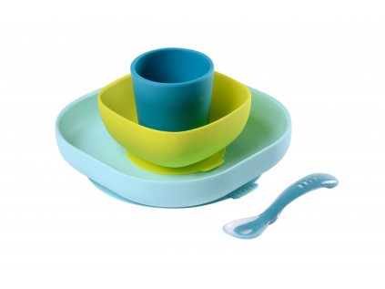 Beaba Jedálenská sada silikónová 4-dielna (Variant Blue)