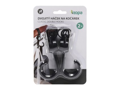 ZOPA Dvojitý háček na kočík 2 ks, Black