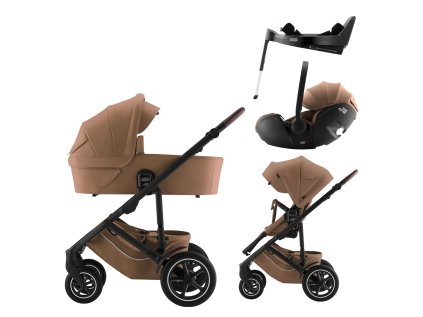 BRITAX RÖMER Set kočík Smile 5Z + hlboká vanička + autosedačka Baby-Safe PRO + Vario Base 5Z (Farba Hnedá, Variant Warm Caramel Lux)