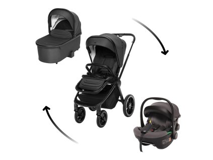 ZOPA Set kočík Move Cross 3 + hlboká vanička Move XL 3 + autosedačka (Variant All Black, Farba Čierna)