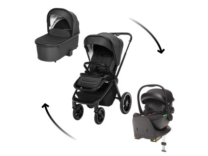 ZOPA Set kočík Move Cross 3 + hlboká vanička Move XL 3 + autosedačka + základňa (Variant All Black, Farba Čierna)