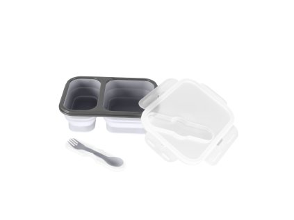 ZOPA Silikónový box na občerstvenie s príborom veľký (Variant Dove Grey)
