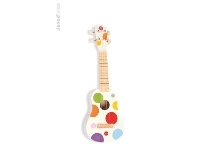 Janod Drevený hudobný nástroj ukulele Confetti so reálnym zvukom 4 struny