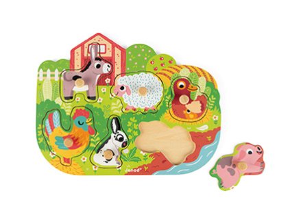J07096 Janod Vkladacie puzzle s uchytkou Farma 1