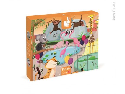 Janod Puzzle dotykové Deň v zoologickej záhrade s textúrou 20 ks