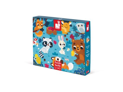 Janod Puzzle dotykové Lesné zvieratká s textúrou 20 ks