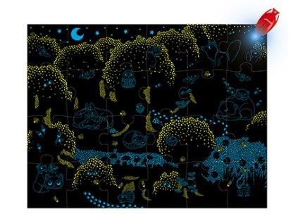Janod Magické puzzle Les s baterkou 24 ks