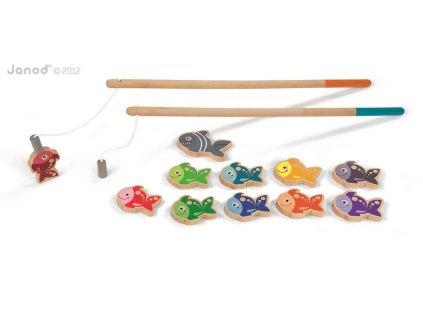 J03062 Drevene magneticke rybarske udice pre deti Lets Go Fishing Janod od 2 rokov a