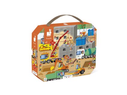Janod Puzzle Na stavbe v kufríku 36 ks