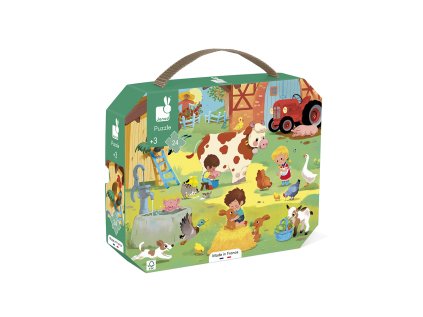 Janod Puzzle Deň na farme v kufríku 24 ks