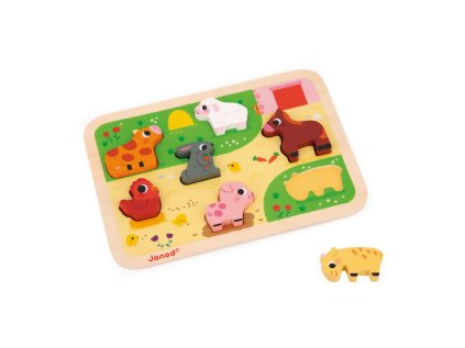 J07121 Janod Drevene vkladacie puzzle pre najmensich Farma Chunky 02