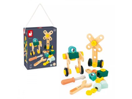 J06453 Janod BricoKids Drevena stavebnica s predlohami a naradim 06