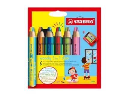 pastelky woody dvojfarebne a struhadlo 3v1 stabilo EO8826 2