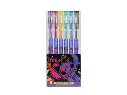 Coolpack Gélové perá s trblietkami Stitch Black 6 ks