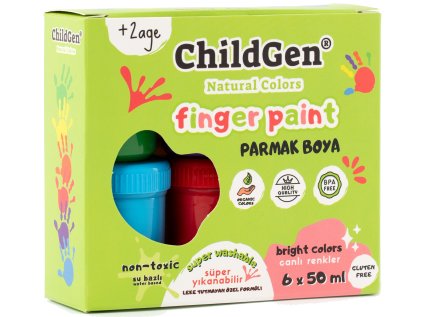 ChildGen Prstové farby umývateľné 6 x 50 ml