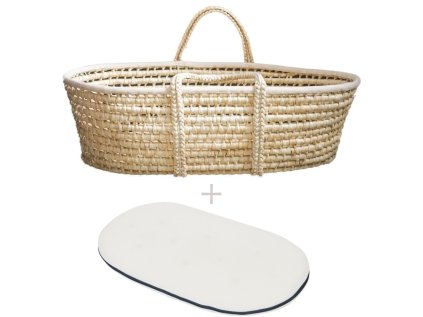 Ahojbaby Mojžíšův košík pro bábätko Corn Natural + oboustranná matrace Airdream