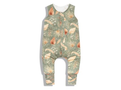 Sleepee Celoročný spací vak s nohavicami Bohemian Green/Bohemian Botanic