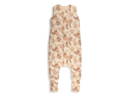 Sleepee Celoročný spací vak s nohavicami Vintage Animals Almond/Cream (Veľkosť M)