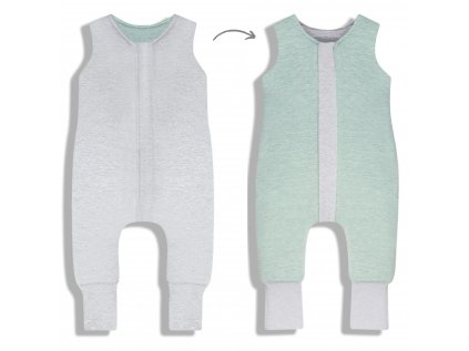 Sleepee Celoročný spací vak s nohavicami Melange Grey/Mint XS (Veľkosť XS)
