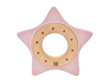 KikkaBoo Hryzátko silikón a drevo Star (Variant Pink)
