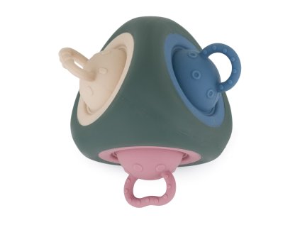 PETITE&MARS Hračka silikónová Pop Up Triangle Misty Green 10m+