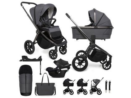 MUUVO Kočík kombinovaný Quick SE 2 set 2v1 + CYBEX Aton B2 i-Size + základňa (Variant Chromium black, Farba Čierna)