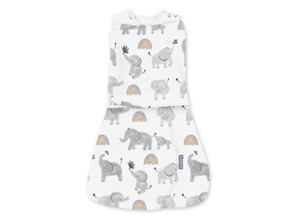 INGENUITY Zavinovačka bavlnená ulitka konvertibilná s voľným rukávom TOG 1 SwaddleMe™ Happy Elephant