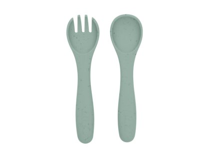 KikkaBoo Príbor 2-dielny Platinum Silicone (Variant Sage)
