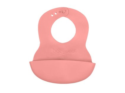 BABYONO Podbradník mäkký plastový s vreckom bez BPA 6m+ (Variant Pink)