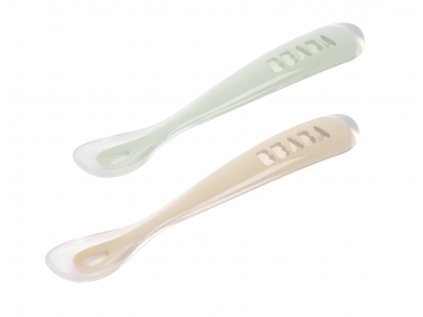 Beaba Prvé lyžičky silikónové 2 ks s puzdrom (Variant Clay)
