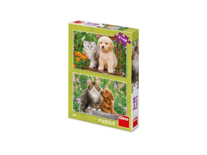 Dino PSÍK A MAČIČKA NA ZÁHRADE 2x48 Puzzle