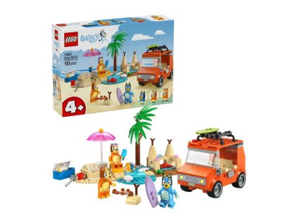 Lego Bluey a rodinný výlet autom na pláž