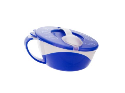 canpol babies miska s lyzicou a vekom 350ml little cow modra