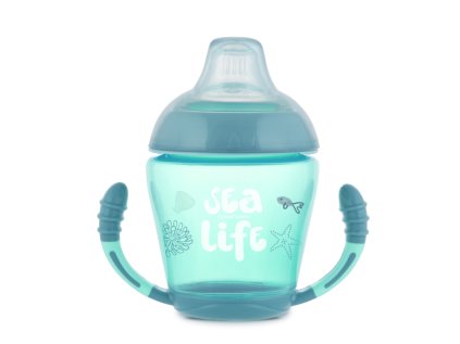 canpol babies nevylevaci hrnicek se silikonovym ventilem 230 ml sea life 56501 grey