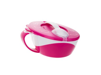 canpol babies miska s lyzicou a vekom 350ml little cow ruzova